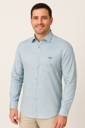 Printed Sky Blue Shirt