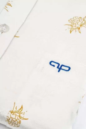 Printed Gold Flower White Shirt