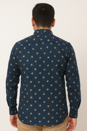 Printed Dark Blue Shirt