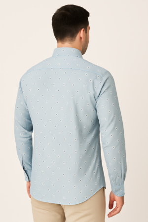 Printed Sky Blue Shirt