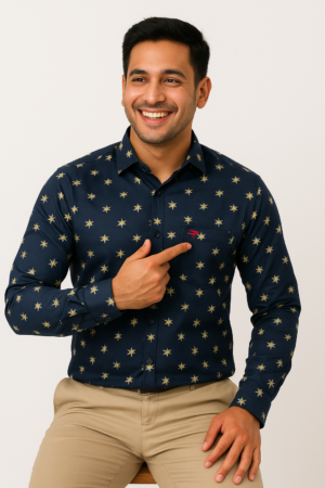 Printed Dark Blue Shirt