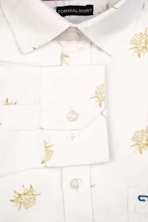 Printed Gold Flower White Shirt