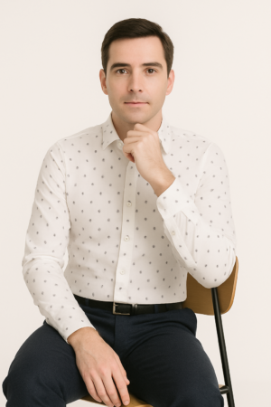 Printed White Formal Shirt