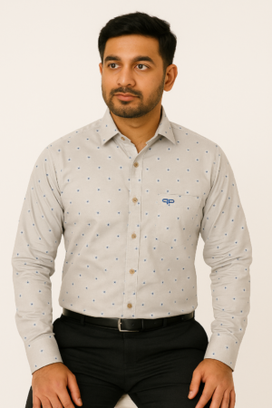 Printed Cream Formal Shirt