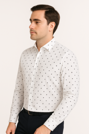 Printed White Formal Shirt