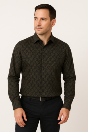 Printed Black Formal Shirt
