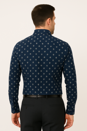 Printed Dark Blue Shirt