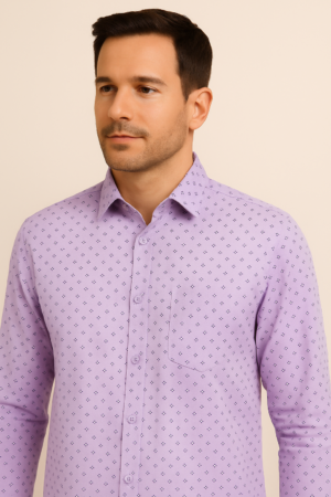 Printed Formal Purple Shirt