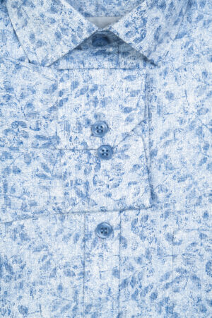 Printed Blue Formal Shirt
