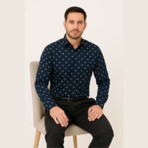 Printed Dark Blue Shirt