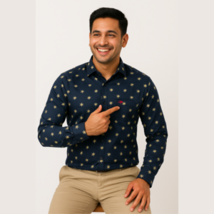 Printed Dark Blue Shirt