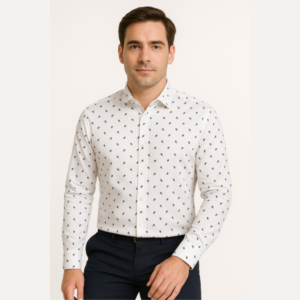 Printed White Formal Shirt