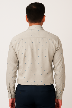 Printed Cream Formal Shirt