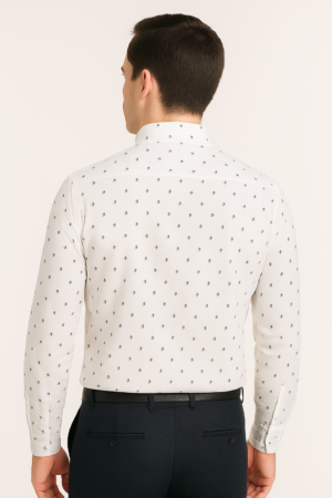 Printed White Formal Shirt