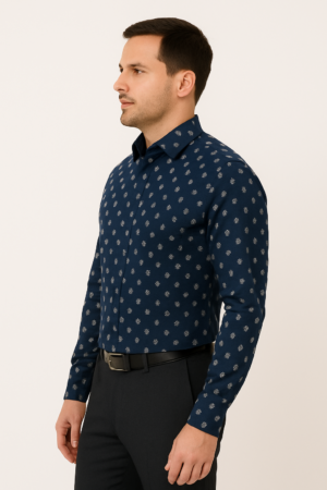 Printed Dark Blue Shirt