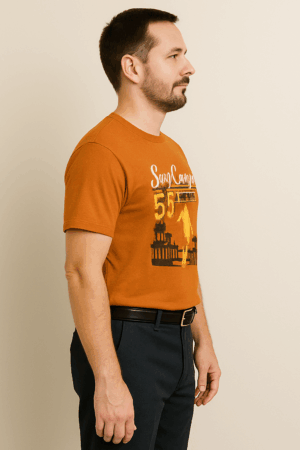Styles Orange Cotton T-Shirt