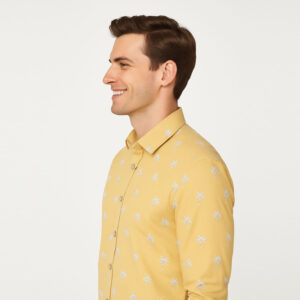 Printed Cream Formal Shirt