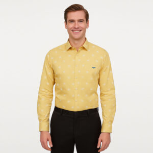 Printed Cream Formal Shirt