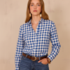 Classic Blue Gingham Cotton Shirt  Smart Casual Fit